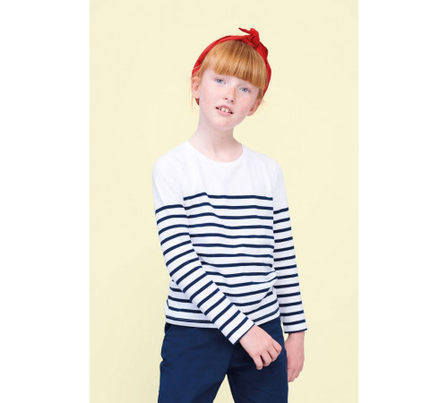 Футболка детская с длинным рукавом Matelot LSL Kids, белая с синим