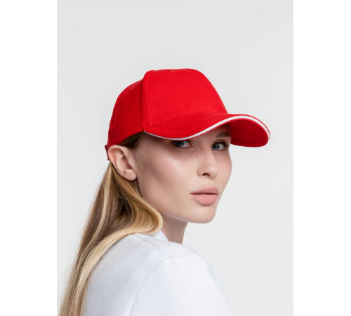Бейсболка Generic, красная с белым кантом