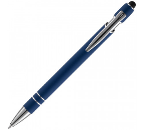 Ручка шариковая Pointer Soft Touch со стилусом, темно-синяя